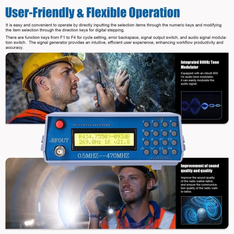 0.5M-470M Radio Frequency Signal Source Generator Practical Debugging Instrument Tester for Frequency Modulation Interphone Built-in 800Hz Tone Modulator  |   Other Instruments Measurement & Analysis Instruments Multicolor