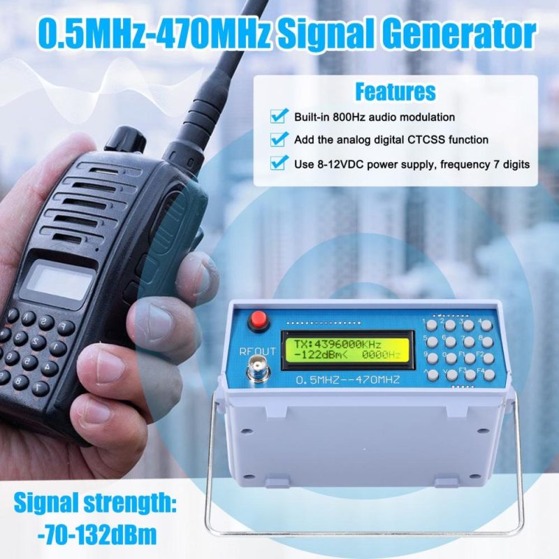 0.5MHz-470MHz RF Signal Generator Meter Tester for FM Radio Walkie-talkie Debug Digital CTCSS Singal Output  |   Other Instruments Measurement & Analysis Instruments Blue