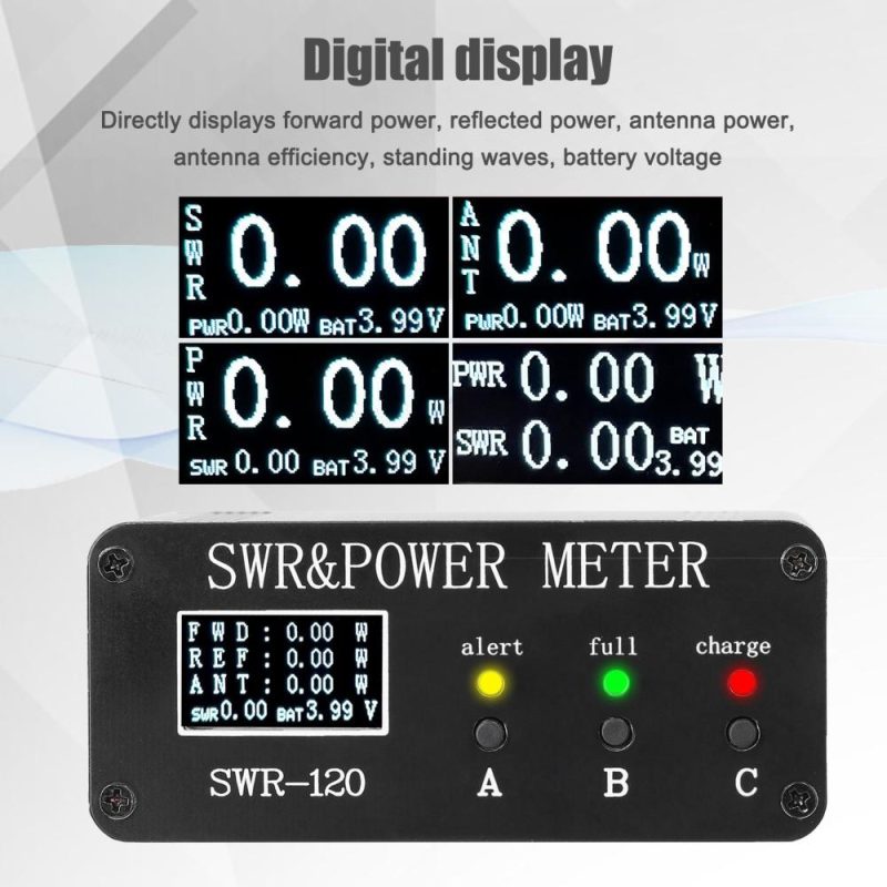 1.8MHz-50MHz 0.5W-120W Short Waves SWR and Power Watt Meter Chinese English Menu Switchable Type-C Charging Interface  |   Other Instruments Measurement & Analysis Instruments Black