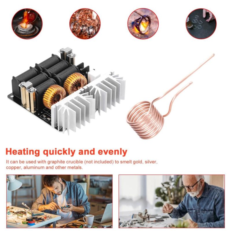 1000W ZVS Induction Heating Board Module Low Voltage Heater Coil Flyback Driver Heater with Copper Tube for DIY Small Parts Hardening Annealing  |   Others Hardware & Gadgets Multi Color