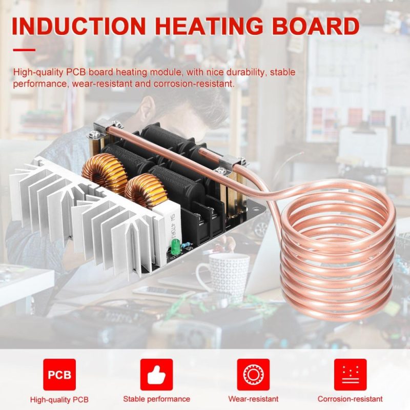 1000W ZVS Induction Heating Board Module Low Voltage Heater Coil Flyback Driver Heater with Copper Tube for DIY Small Parts Hardening Annealing  |   Others Hardware & Gadgets Multi Color