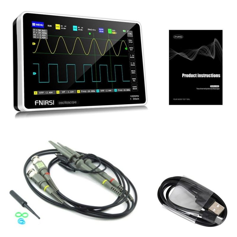 1013D 2 Channels 100MHz*2 Band Width 1GSa/s Sampling Rate Oscilloscope with 7 Inch Color TFT High Definition LCD Touching Screen  |   Digital Multimeters & Oscilloscopes Digital Multimeters & Oscilloscopes Black