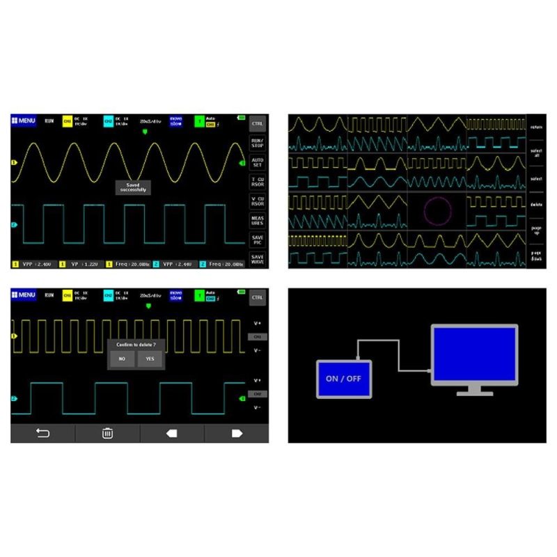 1013D 2 Channels 100MHz*2 Band Width 1GSa/s Sampling Rate Oscilloscope with 7 Inch Color TFT High Definition LCD Touching Screen  |   Digital Multimeters & Oscilloscopes Digital Multimeters & Oscilloscopes Black