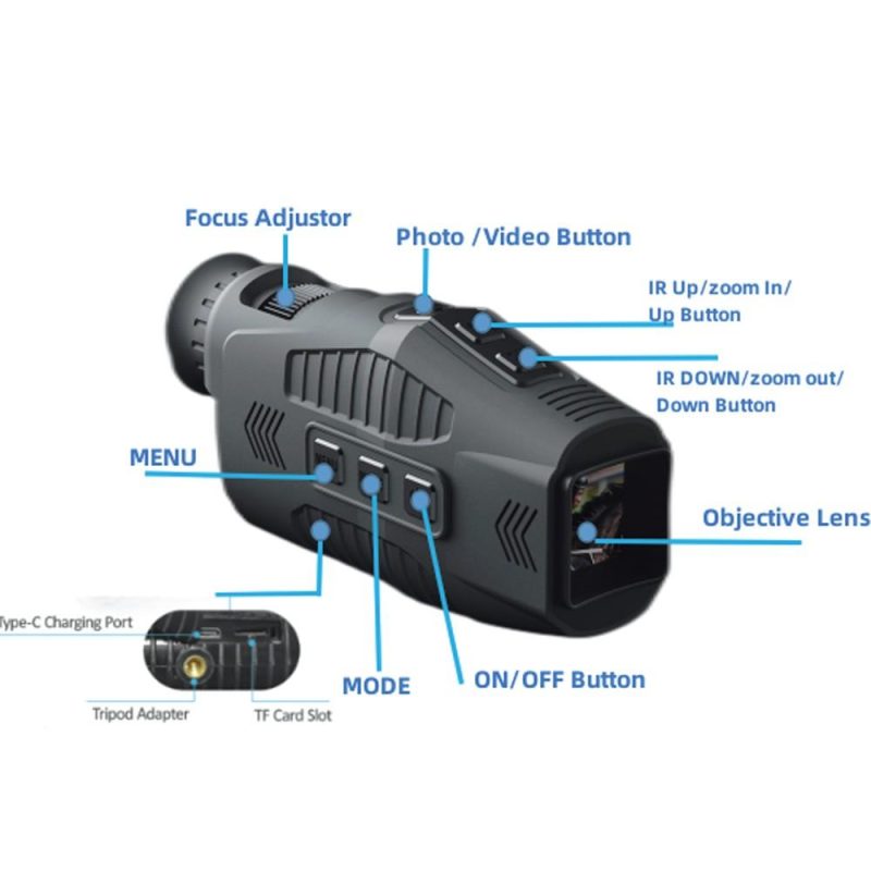 1080P Portable Monocular Infrared Night-Visions Device Day Night Use Photo Video Taking 5X Digital Zoom 300M Full Dark Viewing Distance for Outdoor Hunt Boating Journey  |   Microscopes & Endoscope Measurement & Analysis Instruments Microscopes & Endoscope