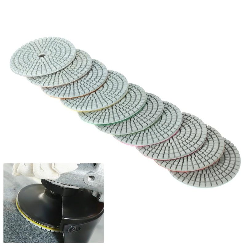 10pcs 3″ Diamond Flexible Wet Polishing Pads Grinding Disc + 1pc Backing Pad for Granite Marble Stone Ceramic Tile Concrete  |   Buffing Pad Power & Electrical Tools Buffing Pad