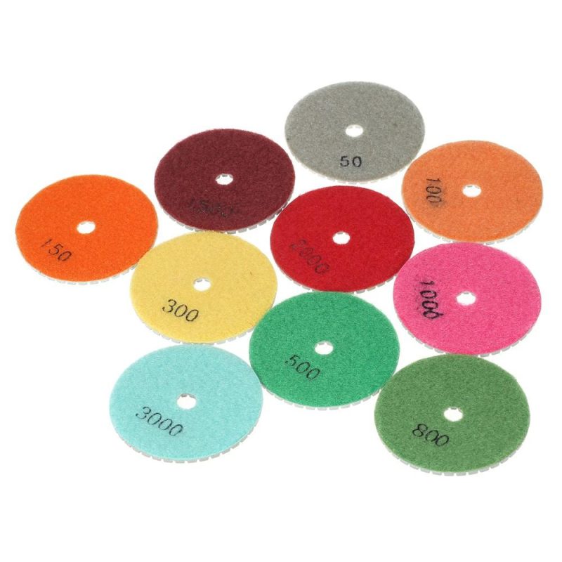 10pcs 3″ Diamond Flexible Wet Polishing Pads Grinding Disc + 1pc Backing Pad for Granite Marble Stone Ceramic Tile Concrete  |   Buffing Pad Power & Electrical Tools Buffing Pad