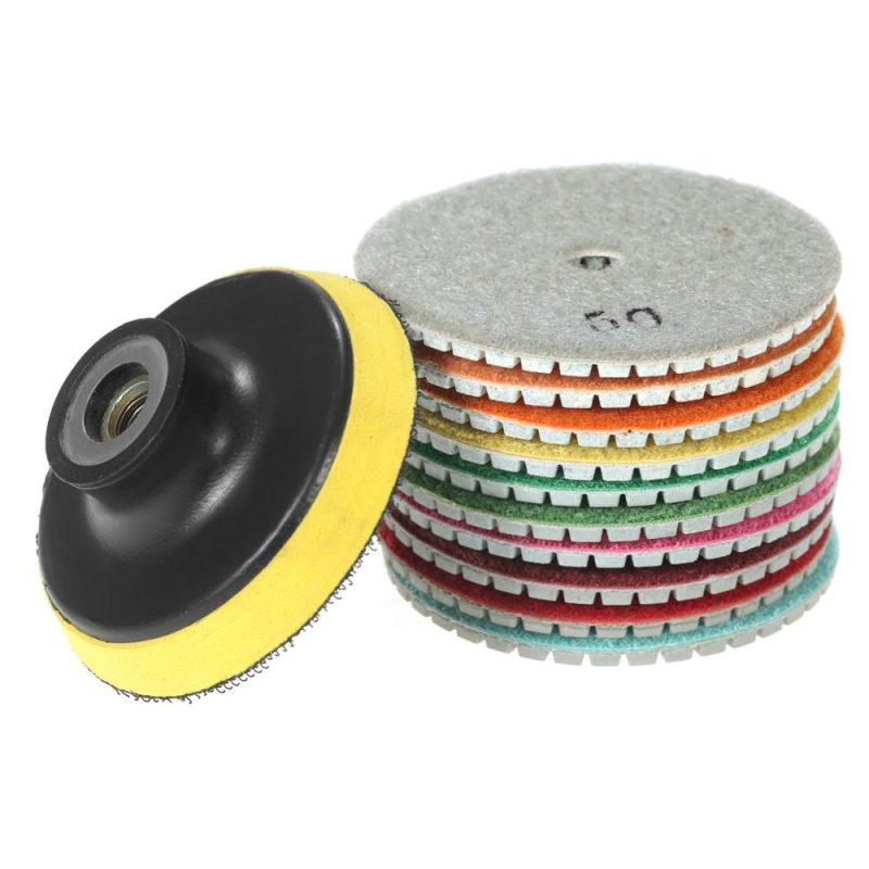 10pcs 3″ Diamond Flexible Wet Polishing Pads Grinding Disc + 1pc Backing Pad for Granite Marble Stone Ceramic Tile Concrete  |   Buffing Pad Power & Electrical Tools Buffing Pad