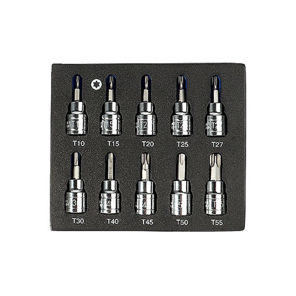 10pcs 3/8-inch Torx Bit Socket Set T10-15-20-25-27-30-40-45-50-55 CRV Bits  |   Wrenches Professional Tools Wrenches