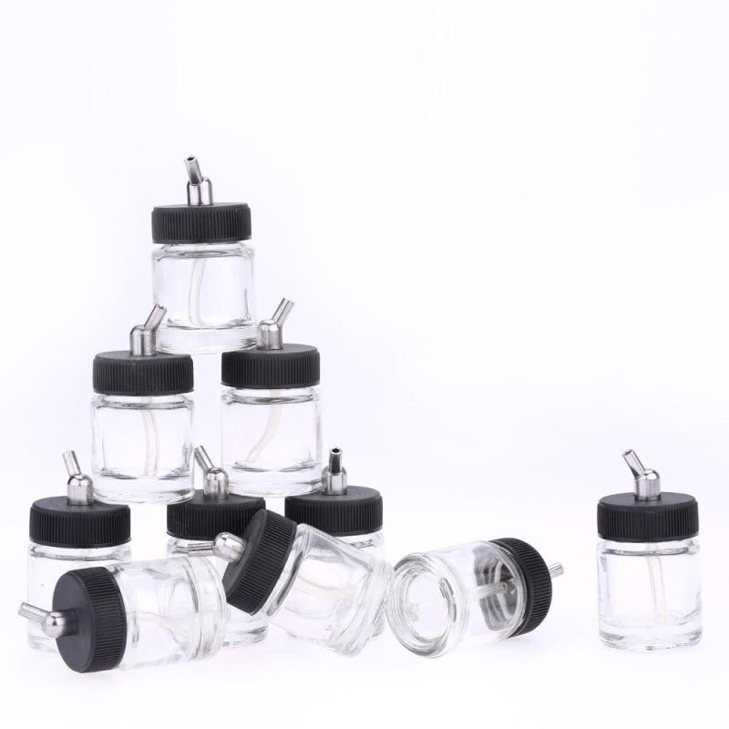 10PCS Airbrush Glass Bottles Air Brush Bottle (Jars) with 30° Angle Adapter Lid Assembly Using on Dual-Action Airbrushes  |   Others Hardware & Gadgets Black