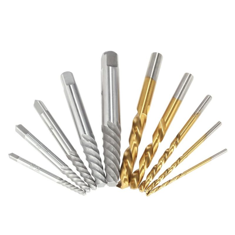 10pcs Cobalt Left Hand Drill Bit Broken Bolt Damaged Screw Extractor Set with Metal Case  |   Drill Drill Drill