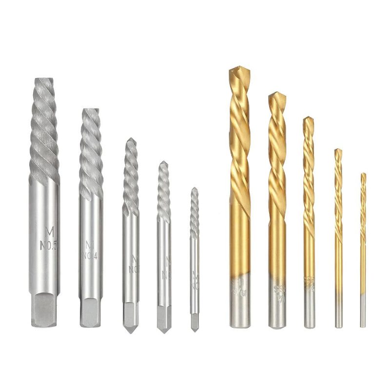 10pcs Cobalt Left Hand Drill Bit Broken Bolt Damaged Screw Extractor Set with Metal Case  |   Drill Drill Drill