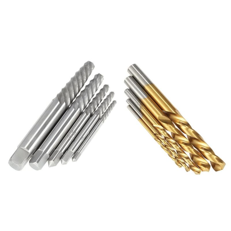 10pcs Cobalt Left Hand Drill Bit Broken Bolt Damaged Screw Extractor Set with Metal Case  |   Drill Drill Drill