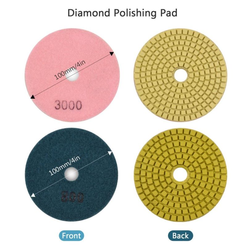 10pcs Diamond Polishing Pads 4 Inch + 2pcs Backing Holder Pads + 2pcs Drill Adapters for Granite Concrete Marble Floor  |   Others Hardware & Gadgets Others