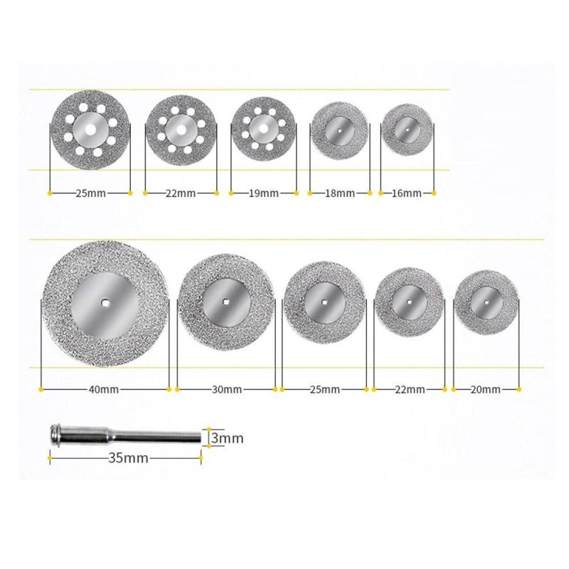 10pcs/set Diamond Cutting Wheels with 3mm Mandrel Diamond Cutting Discs Cut-off Wheel Blades Set Replacement for Dremel Rotary Tool with Storage Box  |   Power Tool Parts Power & Electrical Tools Power Tool Parts