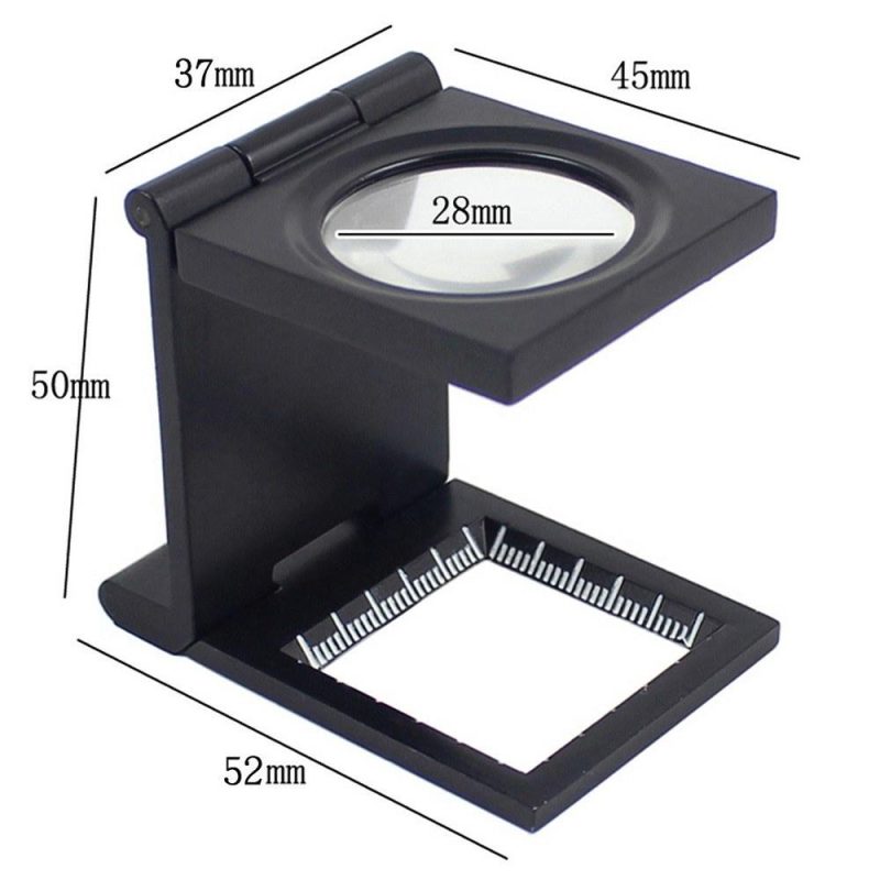 10X 28mm Mini Zinc Alloy Folding Magnifier with Scale for Textile Optical Glass Foldable Magnifying Tool  |   Magnifiers Hardware & Gadgets Black