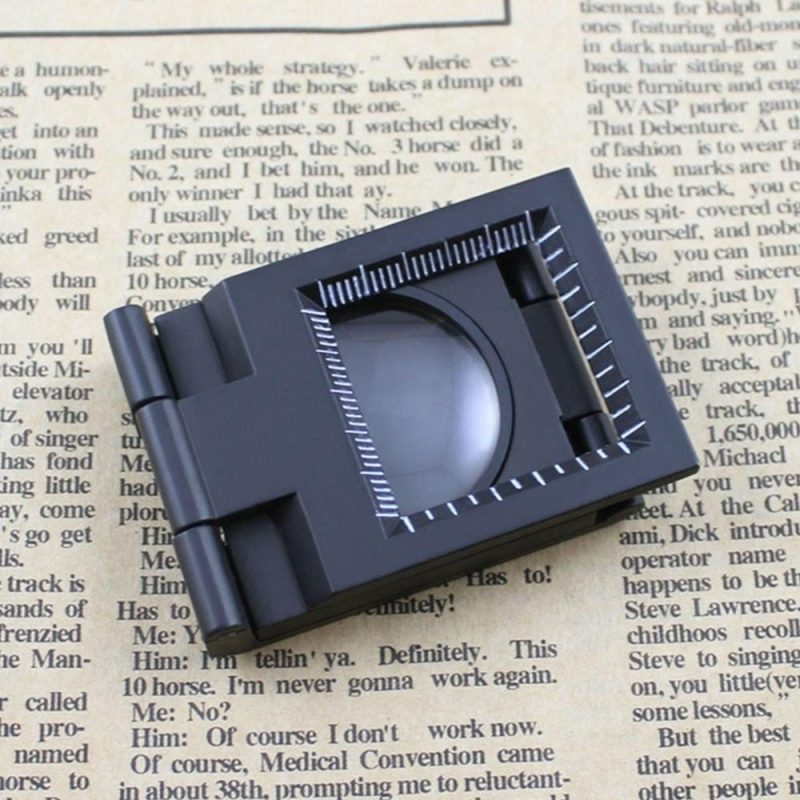 10X 28mm Mini Zinc Alloy Folding Magnifier with Scale for Textile Optical Glass Foldable Magnifying Tool  |   Magnifiers Hardware & Gadgets Black