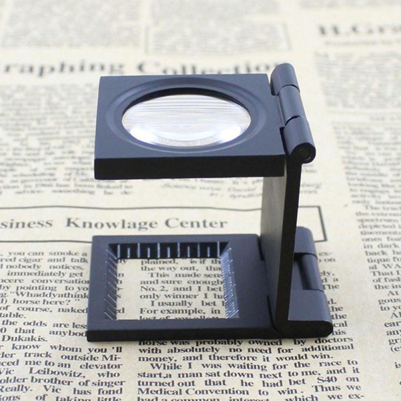 10X 28mm Mini Zinc Alloy Folding Magnifier with Scale for Textile Optical Glass Foldable Magnifying Tool  |   Magnifiers Hardware & Gadgets Black