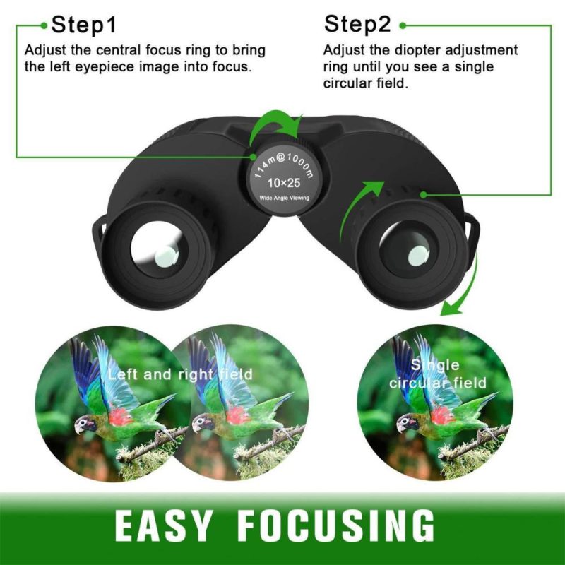 10X25 Mini Binoculars for Adults and Kids with Weak Light Night View BAK4 Prism Waterproof Binoculars for Bird Watching Travel Concerts Hiking  |   Microscopes & Endoscope Measurement & Analysis Instruments Black