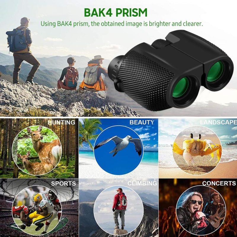 10X25 Mini Binoculars for Adults and Kids with Weak Light Night View BAK4 Prism Waterproof Binoculars for Bird Watching Travel Concerts Hiking  |   Microscopes & Endoscope Measurement & Analysis Instruments Black