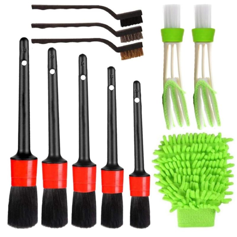 11 Pcs Car Cleaner Brush Set Including Premium Detail Brush,Wire Brush and Car Wash Mitt,Automotive Air Conditioner Brush,Auto Detailing Brush for Cleaning Wheels,Interior,Exterior,Leather  |   Others Hardware & Gadgets Others