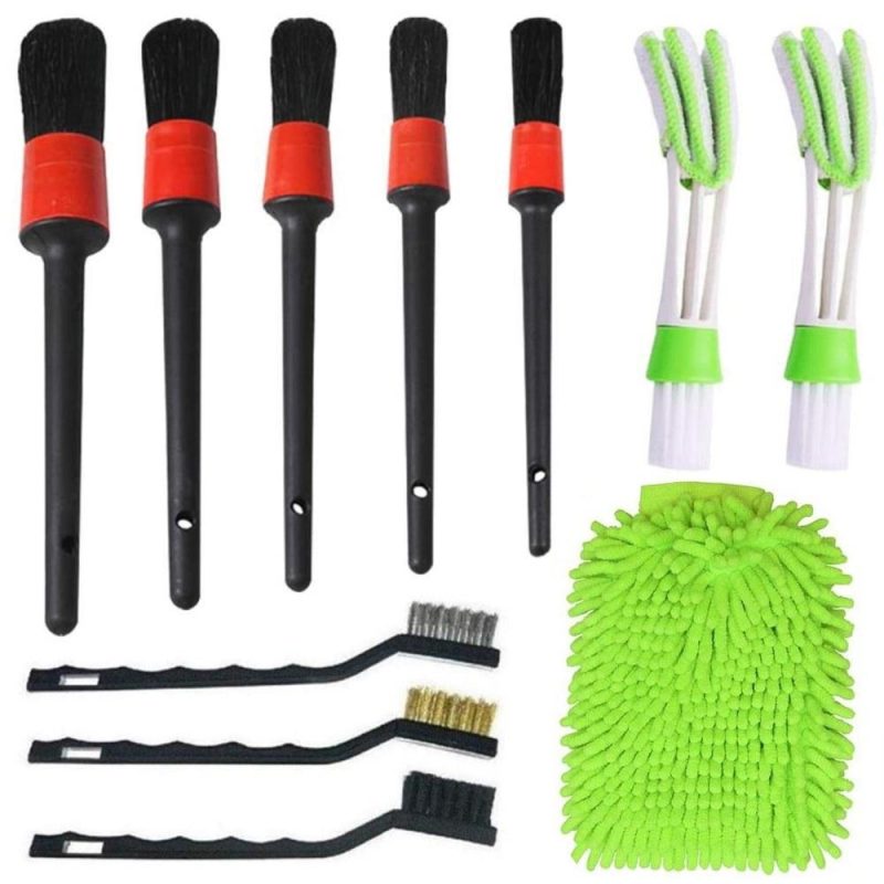 11 Pcs Car Cleaner Brush Set Including Premium Detail Brush,Wire Brush and Car Wash Mitt,Automotive Air Conditioner Brush,Auto Detailing Brush for Cleaning Wheels,Interior,Exterior,Leather  |   Others Hardware & Gadgets Others