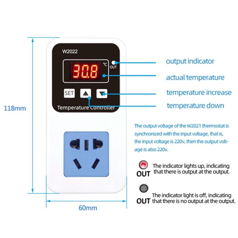 110-220V 10A 1500W Electronic Temperature Controller Outlet Wall Mounted Intelligent Digital Display Temperature Control Switch with Waterproof Sensor  |   Temperature & Humidity Measurements Measurement & Analysis Instruments Temperature & Humidity Measurements