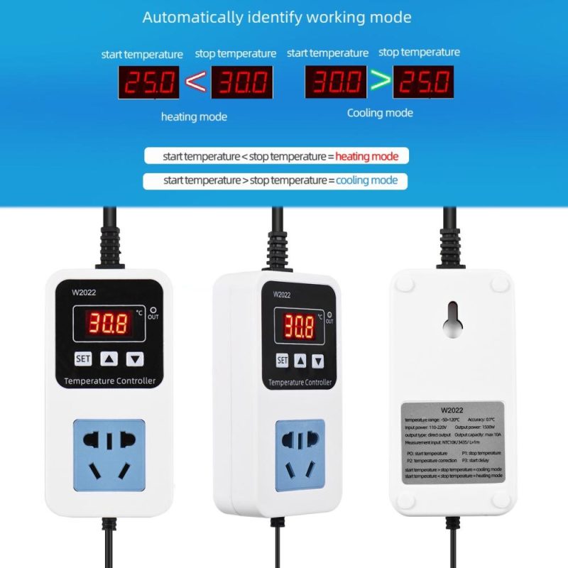 110-220V 10A 1500W Electronic Temperature Controller Outlet Wall Mounted Intelligent Digital Display Temperature Control Switch with Waterproof Sensor  |   Temperature & Humidity Measurements Measurement & Analysis Instruments Temperature & Humidity Measurements