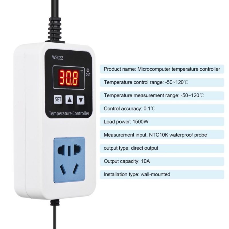 110-220V 10A 1500W Electronic Temperature Controller Outlet Wall Mounted Intelligent Digital Display Temperature Control Switch with Waterproof Sensor  |   Temperature & Humidity Measurements Measurement & Analysis Instruments Temperature & Humidity Measurements