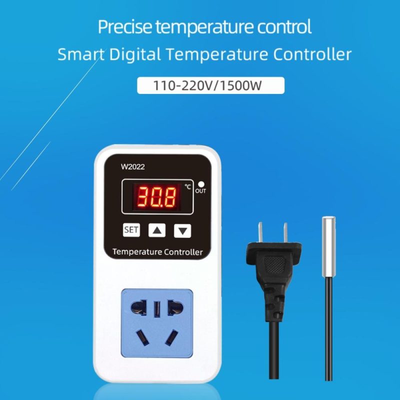 110-220V 10A 1500W Electronic Temperature Controller Outlet Wall Mounted Intelligent Digital Display Temperature Control Switch with Waterproof Sensor  |   Temperature & Humidity Measurements Measurement & Analysis Instruments Temperature & Humidity Measurements