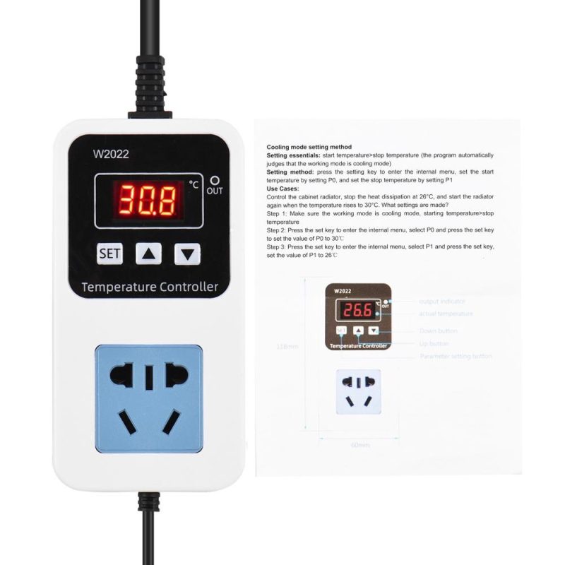 110-220V 10A 1500W Electronic Temperature Controller Outlet Wall Mounted Intelligent Digital Display Temperature Control Switch with Waterproof Sensor  |   Temperature & Humidity Measurements Measurement & Analysis Instruments Temperature & Humidity Measurements