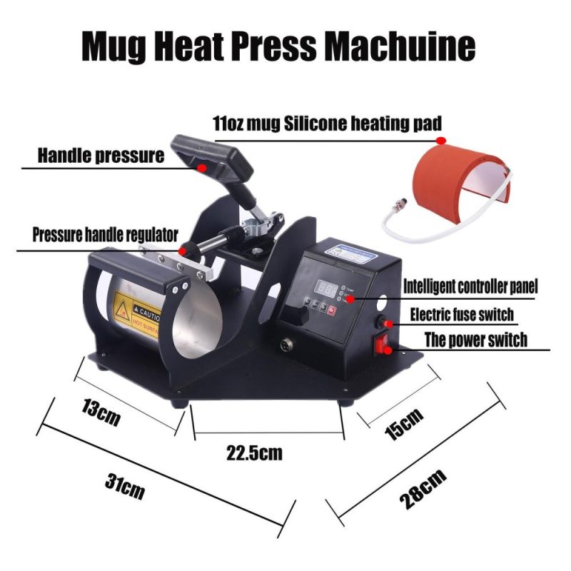 11oz Mug Heat Press Machine Hot Transfer Sublimation Digital Pressing Maker for Mug Coffee Cup Beer Stein Latte Cup  |   DIY Tools DIY Tools Black