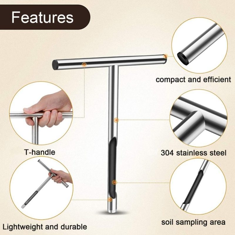 12 Inch Handheld Portable Soil Sampler Stainless Steel Soil Sampling Tool Home Garden Lawn Farm Maintenance Tool T-Handle Soil Sampler  |   Hardware & Accessories Hardware & Accessories Hardware & Accessories