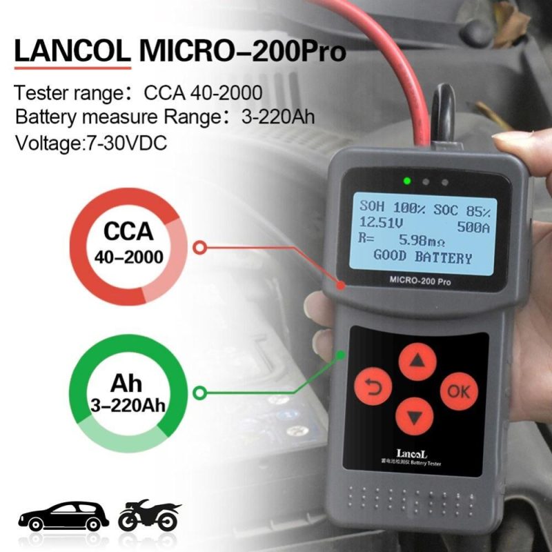 12-Voltage Car Motorcycle Battery Tester Digital Battery Analyzer Micro-200 Pro Motorcycle Automotive Car Diagnostic Tool  |   Others Hardware & Gadgets Others