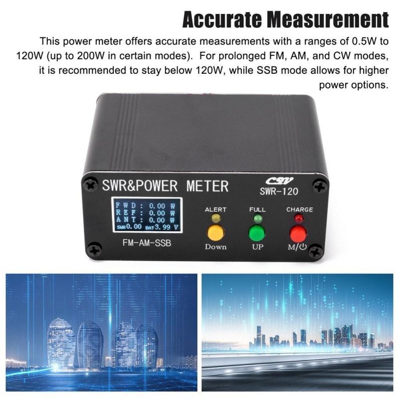 120W SWR Digital Power Standing Wave Meter 1.8-54MHz Shortwave Meter FM AM SSB Modes Power Meter Support SWR/Power Adjustable & High SWR Alarm Function  |   Other Instruments Measurement & Analysis Instruments Black