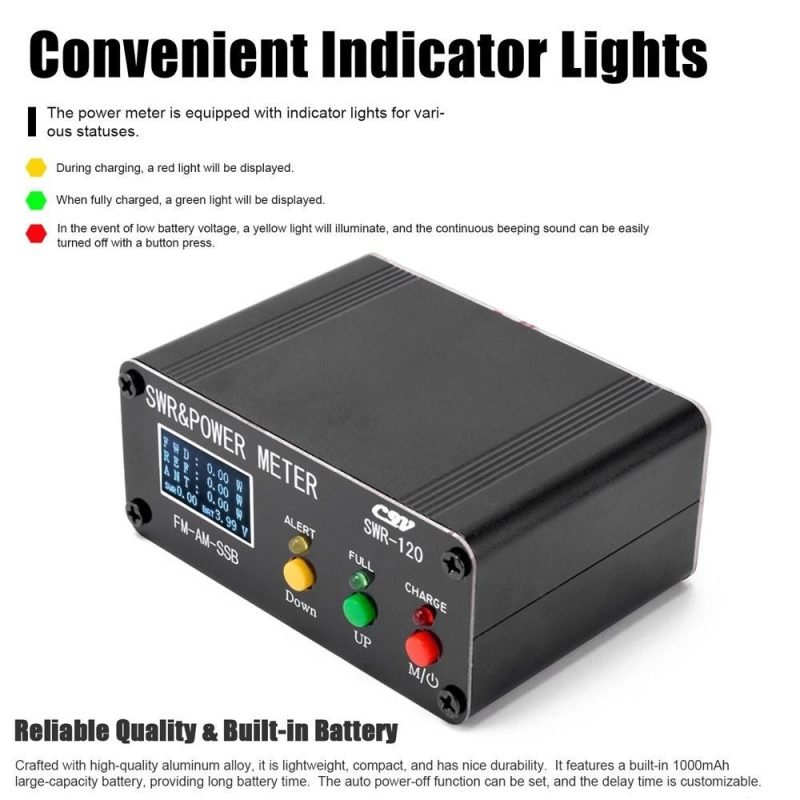 120W SWR Digital Power Standing Wave Meter 1.8-54MHz Shortwave Meter FM AM SSB Modes Power Meter Support SWR/Power Adjustable & High SWR Alarm Function  |   Other Instruments Measurement & Analysis Instruments Black