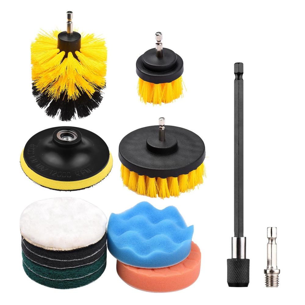 12PCS/SET Electric Drill Brush Scrub Pads Kit Power Scrubber Cleaning Kit Cleaning Brush Scouring Pad for Carpet Glass Car Clean  |   Others Hardware & Gadgets Others