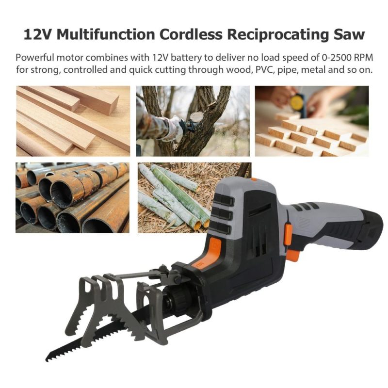 12V Cordless Reciprocating Saw 2500RPM Handheld Electric Saw with 2 PCS 1.5Ah Battery Fast Charger 4 PCS Saw Blades  |   Electrical Equipment & Supplies Electrical Equipment & Supplies Electrical Equipment & Supplies