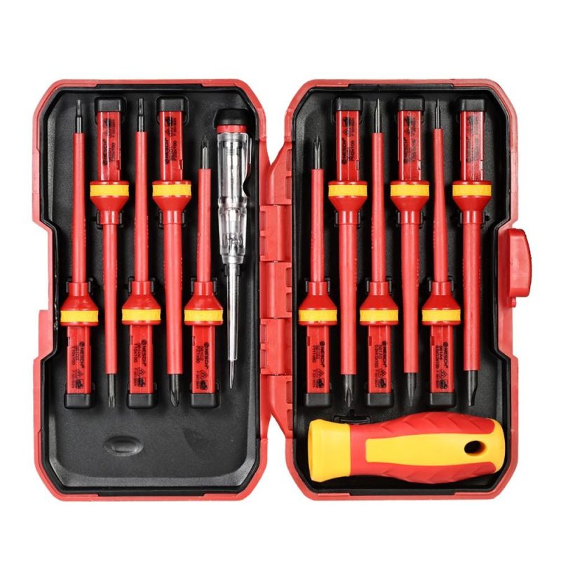 13pcs 1000V Changeable Insulated Screwdrivers Set with Magnetic Slotted Phillips Pozidriv Torx Bits Electrician Repair Tools Kit  |   Pliers Pliers Pliers