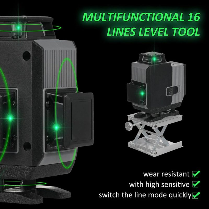 16 Lines Green Laser Level 4×360° 4D Green Cross Line Professional Laser for Construction Two 360° Vertical and Two 360° Horizontal Laser Level with Remote Controller  |   Other Instruments Measurement & Analysis Instruments Other Instruments