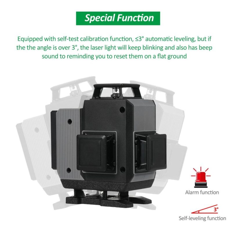 16 Lines Green Laser Level 4×360° 4D Green Cross Line Professional Laser for Construction Two 360° Vertical and Two 360° Horizontal Laser Level with Remote Controller  |   Other Instruments Measurement & Analysis Instruments Other Instruments