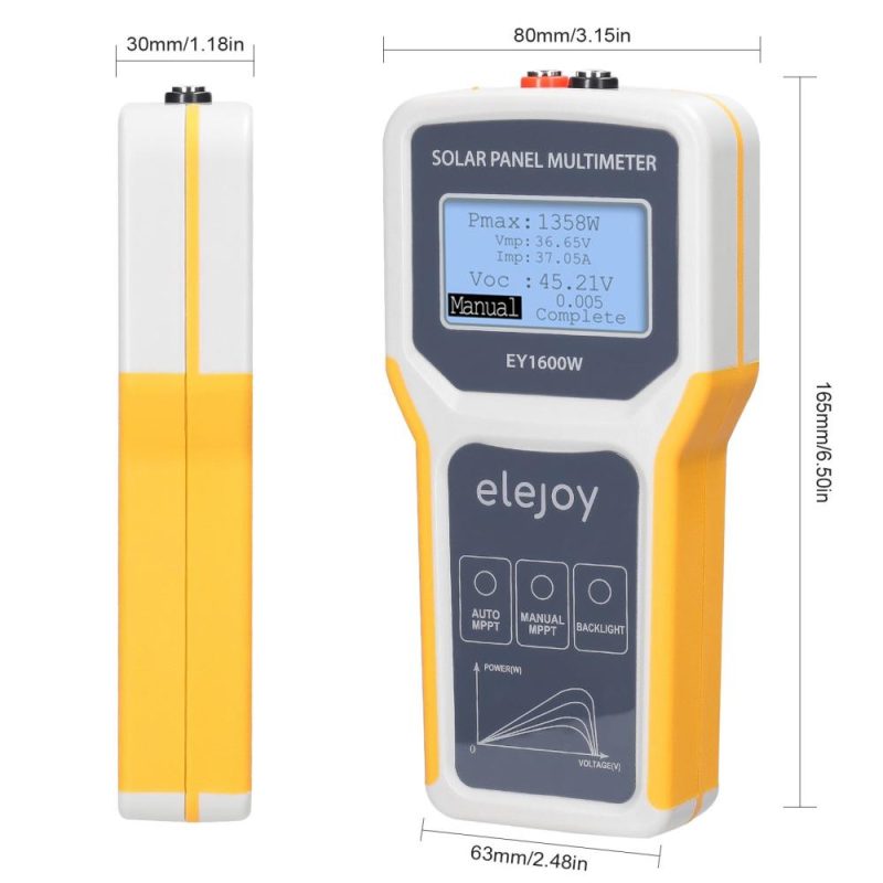 1600W Photovoltaic Panel Multimeter Solar Panel MPPT Tester Open Circuit Voltage Test Device Maximum Power Point Voltage Current Power Test Meter LCD Display with Backlight  |   Other Instruments Measurement & Analysis Instruments Multicolor