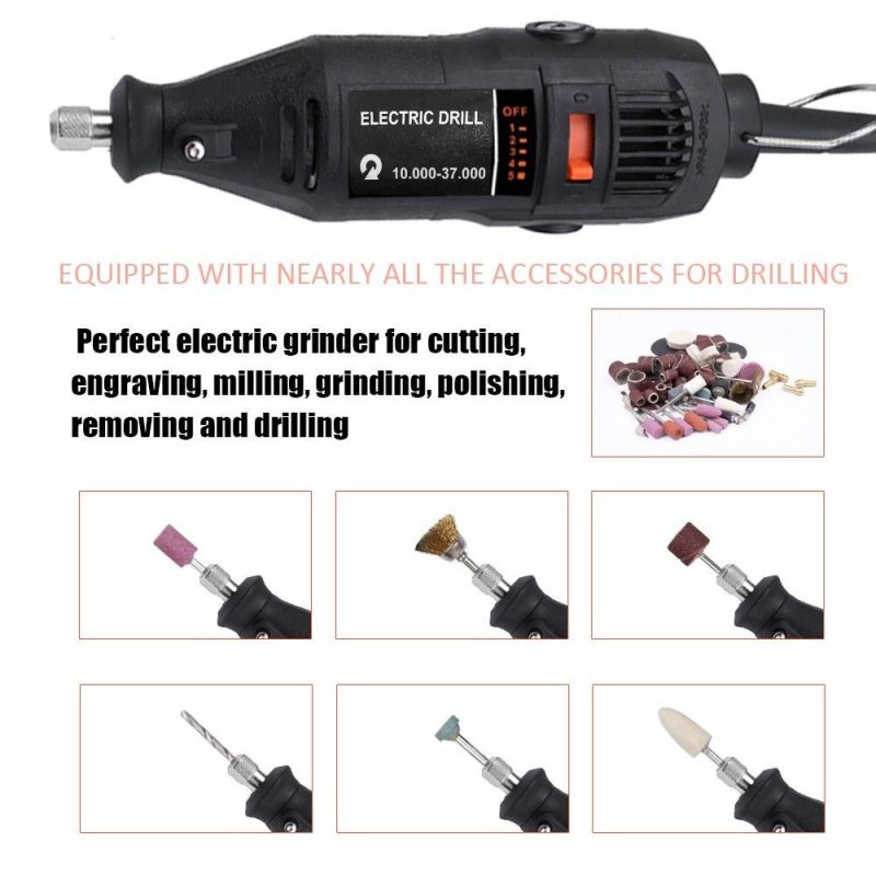 180W Handheld Electric Grinding Tool Set Mini Portable Rotary Drill Grinder Versatile Cutting Polishing Sanding Machine Bits Engrave Tools Kit with Accessories DIY Kits  |   Electrical Equipment & Supplies Electrical Equipment & Supplies Black