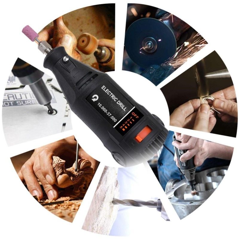 180W Handheld Electric Grinding Tool Set Mini Portable Rotary Drill Grinder Versatile Cutting Polishing Sanding Machine Bits Engrave Tools Kit with Accessories DIY Kits  |   Electrical Equipment & Supplies Electrical Equipment & Supplies Black