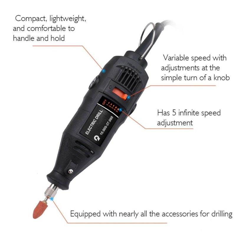 180W Handheld Electric Grinding Tool Set Mini Portable Rotary Drill Grinder Versatile Cutting Polishing Sanding Machine Bits Engrave Tools Kit with Accessories DIY Kits  |   Electrical Equipment & Supplies Electrical Equipment & Supplies Black