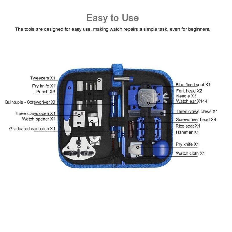 185pcs Watch Repairing Tools Set Watch Maintenance Kit Watches BackCase Opener Watch Battery Change Tool Professional Watchmaker Kit  |   Repair Parts & Accessories Hardware & Gadgets Black