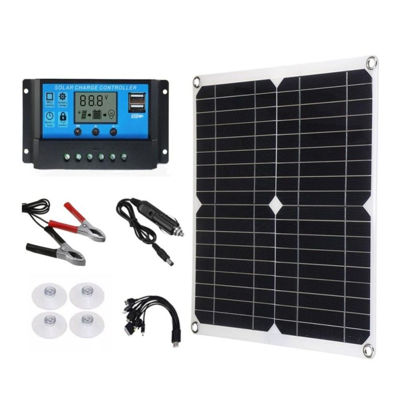 18V 25W Monocrystalline Solar Panel Kit Dual USB Cellphone Recharger Outdoor Camping Waterproof with 12/24V 60A PWM Solar Controller  |   Other Nature Element Measurements Measurement & Analysis Instruments Other Nature Element Measurements