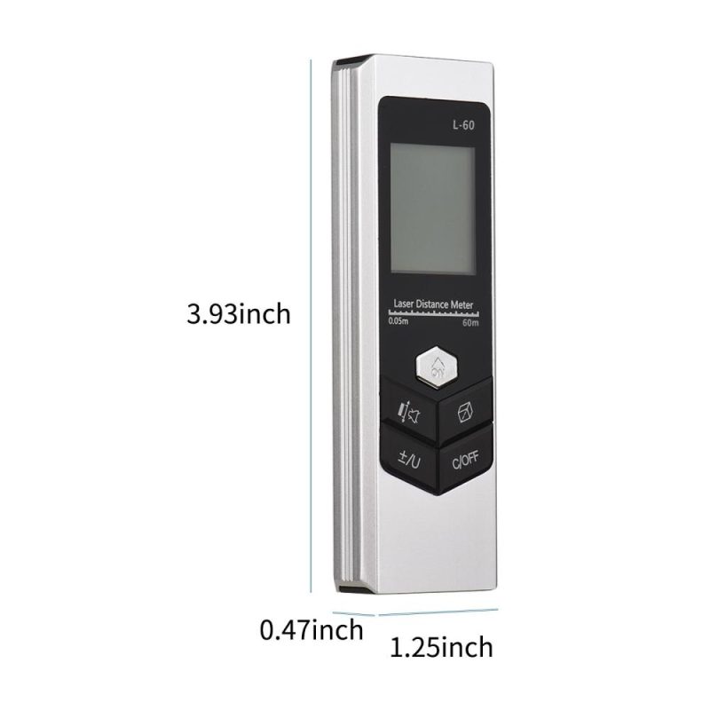 197Ft Mini Distance Measure Display M/In/Ft Volume/Area/Pythagorean Measurement Distance Measure With LED Light USB Rechargable Digital Tape Measure  |   Laser Rangefinders Laser Rangefinders Black/Silver