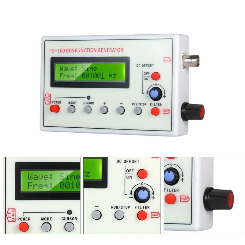 1HZ-500KHZ FG-100 DDS Functional Signal Generator Sine Triangle Square Sawtooth ECG Noise Output Frequency Meter Signal Source Module Frequency Counter  |   Electrical Measuring Tools Electrical Measuring Tools Electrical Measuring Tools