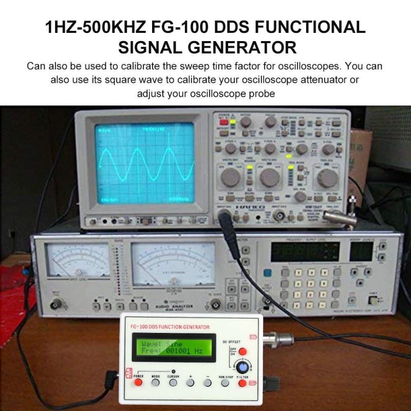 1HZ-500KHZ FG-100 DDS Functional Signal Generator Sine Triangle Square Sawtooth ECG Noise Output Frequency Meter Signal Source Module Frequency Counter  |   Electrical Measuring Tools Electrical Measuring Tools Electrical Measuring Tools