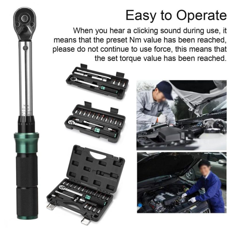 2-24N.m 1/4 Inch Drive 21 PCS Preset Torque Wrench Bits Set Quick Release Mini Portable Adjustable Torque Wrench Household Bicycle Car Auto Repairs with Storage Box  |   Wrenches Professional Tools Wrenches